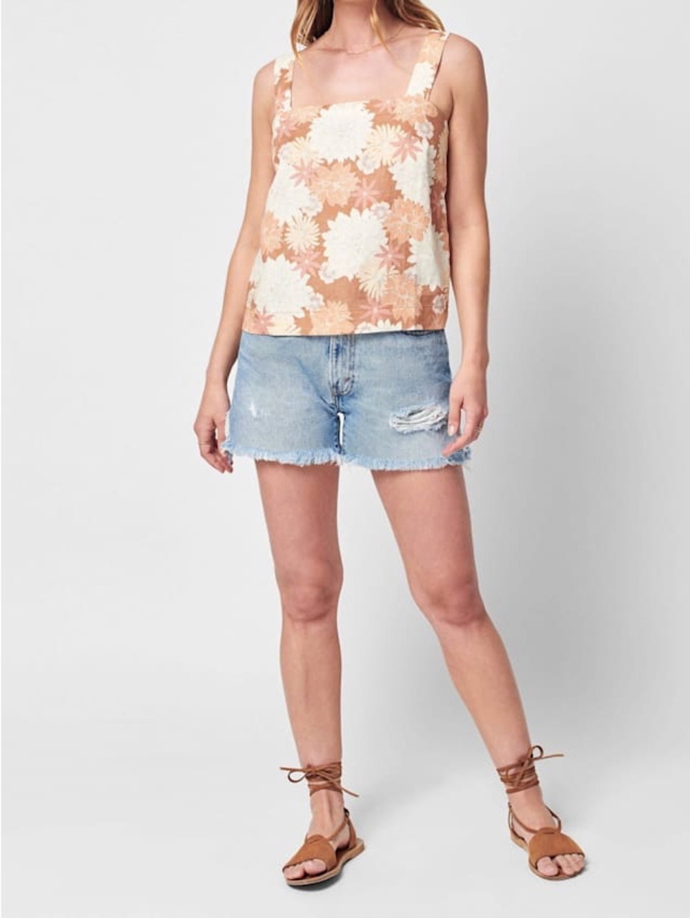 Faherty sands linen boxy tank medium